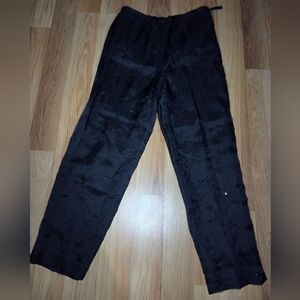 Valerie Stevens Black Silk Capri Panst With Embroidery And Stone Decorations 12